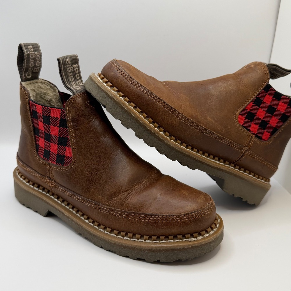 Georgia Boot Giant Romeo Brown Leather Plaid Chelsea Boots GB00608 Womens 6